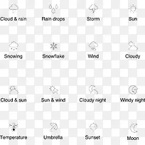天气预报线型矢量图标icon