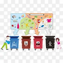 卡通环保垃圾分类存放装饰