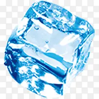 蓝色透明水晶冰块素材