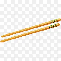 矢量图水彩黄色筷子