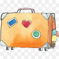 棕色手绘旅游手提箱