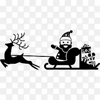 圣诞老人在他的雪橇的驯鹿图标