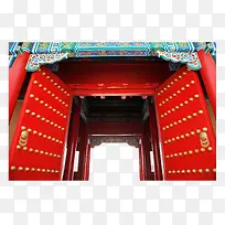 中国传统特色彩色印花仿古大红门