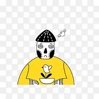 卡通人物眩晕苹果飞