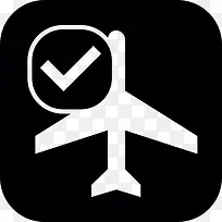 商用飞机符号复选标记图标