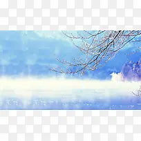 樱花雪景背景素材