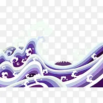 紫色卡通海浪边框纹理