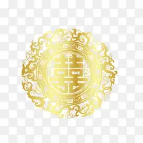 矢量金色精美圆形喜字