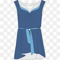 蓝色卡通裙子服装素材图