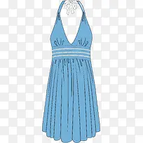 蓝色矢量裙子素材图