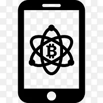 比特币在科学符号在手机屏幕上图标