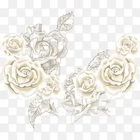 白色玫瑰背景矢量玫瑰花海
