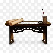 唯美中国风传统文化笔墨纸砚桌子