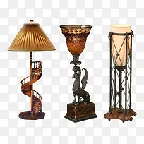 中式古典装饰底座木质铁艺台灯