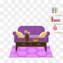 矢量紫色客厅