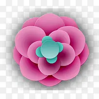 粉红色蓝色花朵中国传统剪纸图