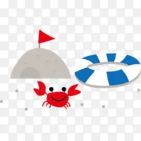 夏日可爱卡通沙滩小螃蟹