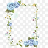 创意合成效果蓝色妖姬手绘花卉边框