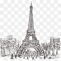矢量巴黎埃菲尔铁塔线稿