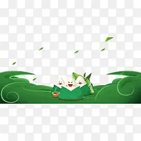 绿色清新文艺粽子端午海报