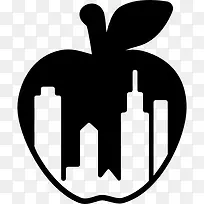 纽约市苹果标志与建筑的形状在里面图标