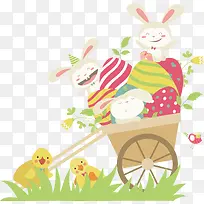 矢量图高兴的兔子和彩蛋