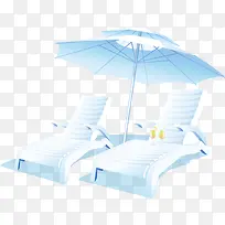矢量遮阳伞和躺椅