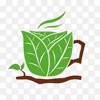 绿色 茶杯 环保 树叶木材 扁平化