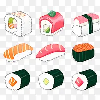 9款美味日式寿司矢量图