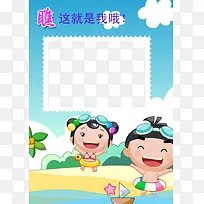 儿童成长相册游泳的小孩