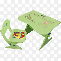 实物绿色学习桌儿童桌椅免抠