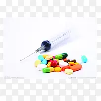 彩色药片和针管素材