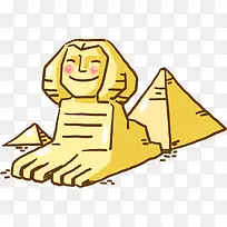 卡通微笑狮身人面像和金字塔