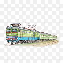 彩铅手绘老式铁皮火车