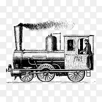 复古手绘线描火车