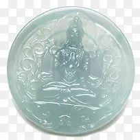 冰种翡翠观音牌特写