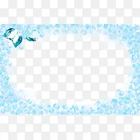 清新蓝色水花边框