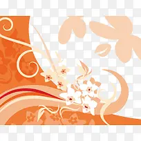 橘色矢量花纹