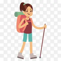卡通登山女孩矢量图