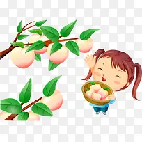 摘桃子的女孩