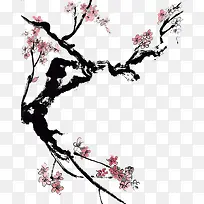中国风水墨画桃花树