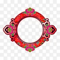 红色古典花纹圆环装饰图案