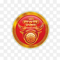 中国风圆形春字图腾