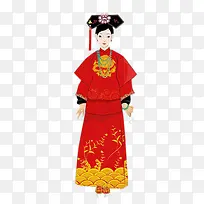 穿红色衣服的清朝女人