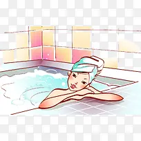 卡通美女沐浴