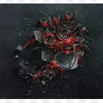 燃烧的黑色玫瑰灰烬