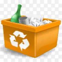 垃圾新的橙色回收站垃圾桶人氧