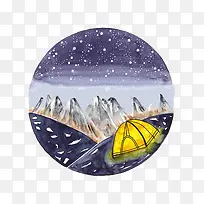 卡通露营夜晚