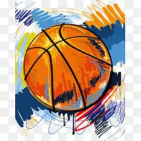 彩色创意抽象篮球海报PNG