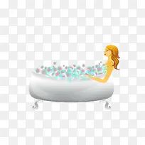 手绘泡澡美女